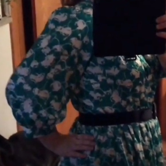 Vintage Green and White Floral Dress, Made in USA - Picture 14 of 14